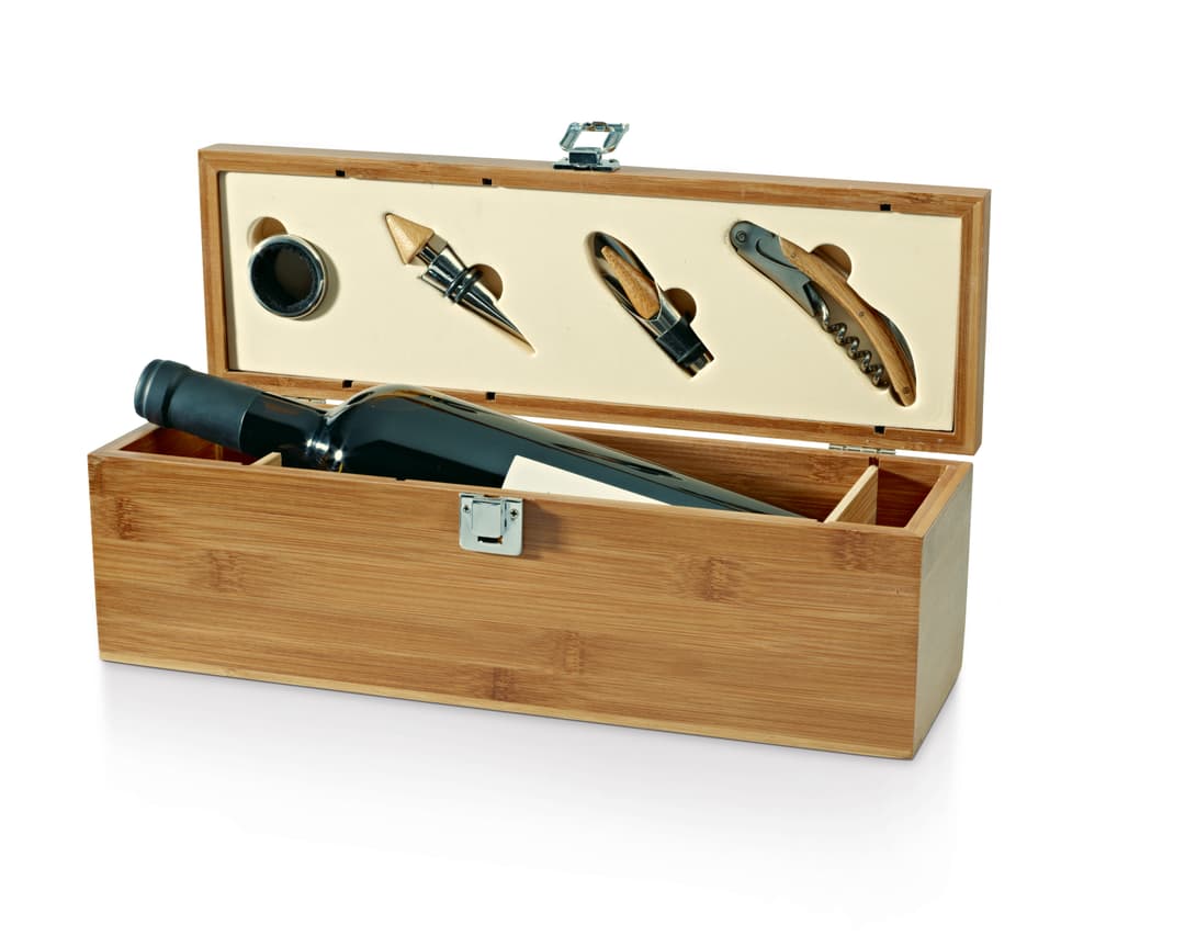 Kit Vinho 4 Peças em Bambu Personalizado - imagem 1