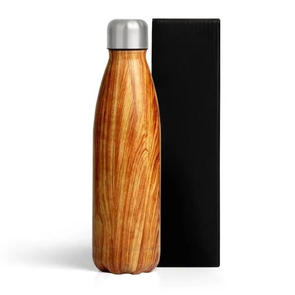 GARRAFA COM TAMPA EM ACO INOX - AMADEIRADO - 750ML - imagem 1