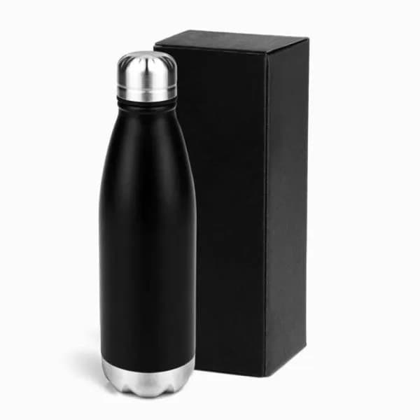 GARRAFA COM TAMPA EM ACO INOX - PRETA - 750ML - imagem 1