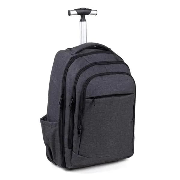 MOCHILA EM RPET COM RODINHAS - MELANGE CINZA ESCURO - imagem 1