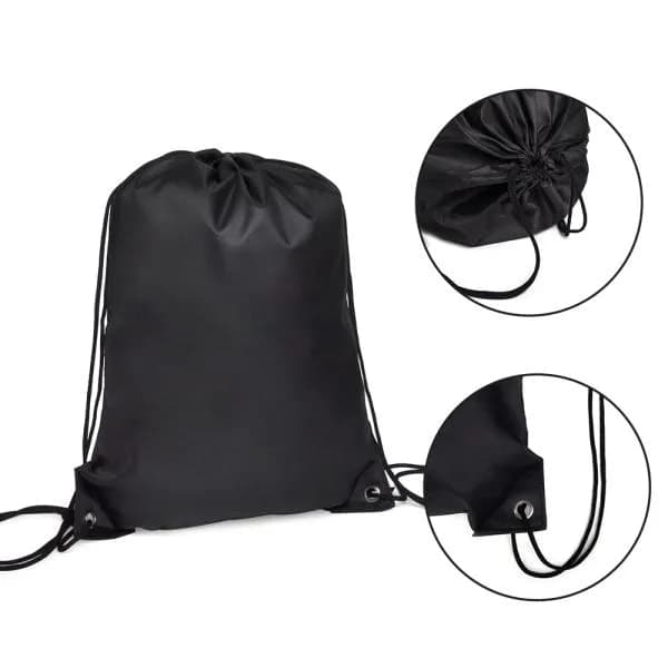 MOCHILA SACOLA EM NYLON 190D - PRETA - 42X32CM - imagem 1