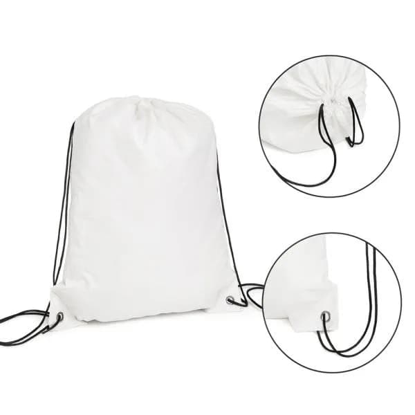 MOCHILA SACOLA EM NYLON 190D - BRANCA - 42X32CM - imagem 1
