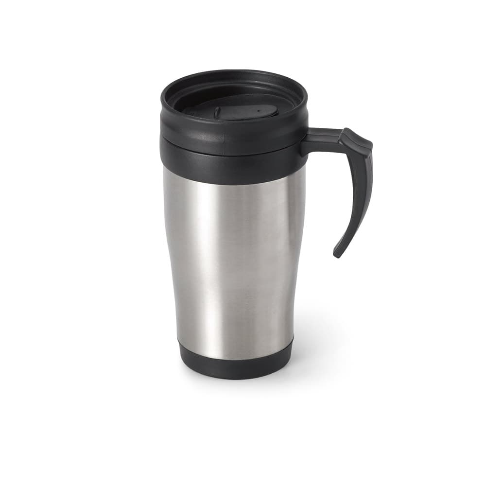 Caneca de viagem termica de aco inox e PP, de parede dupla isolada a ar (420 mL) - imagem 1