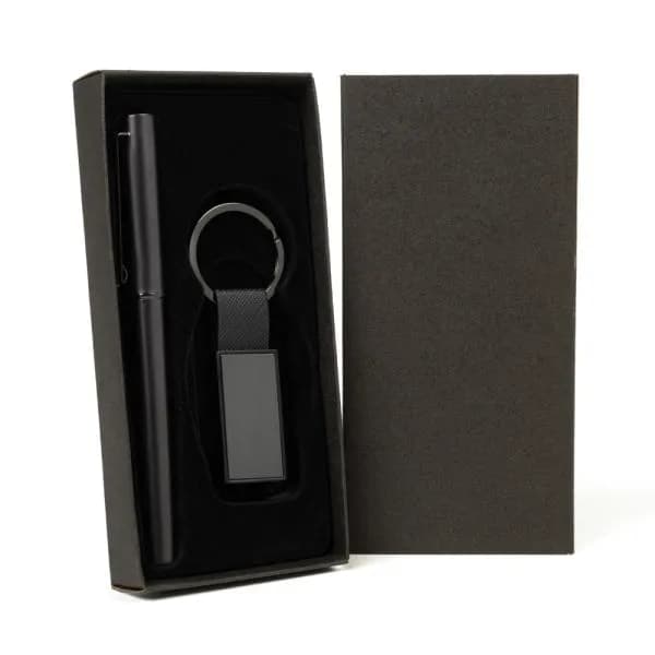 CANETA ROLLER E CHAVEIRO EM METAL/PU - imagem 1
