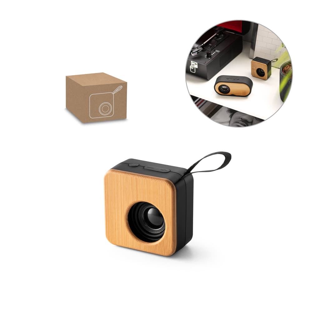Caixa de som portatil com autonomia de 4h (500 mAh), em bambu e ABS 100% reciclado - imagem 1