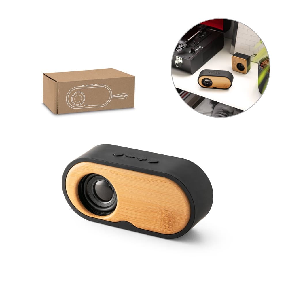 Caixa de som portatil com autonomia de 5h (1'200 mAh), em bambu e ABS 100% reciclado - imagem 1