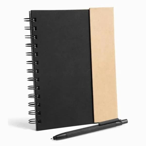 CADERNO ESPIRAL COM CAPA DURA PRETO / BEGE - imagem 1