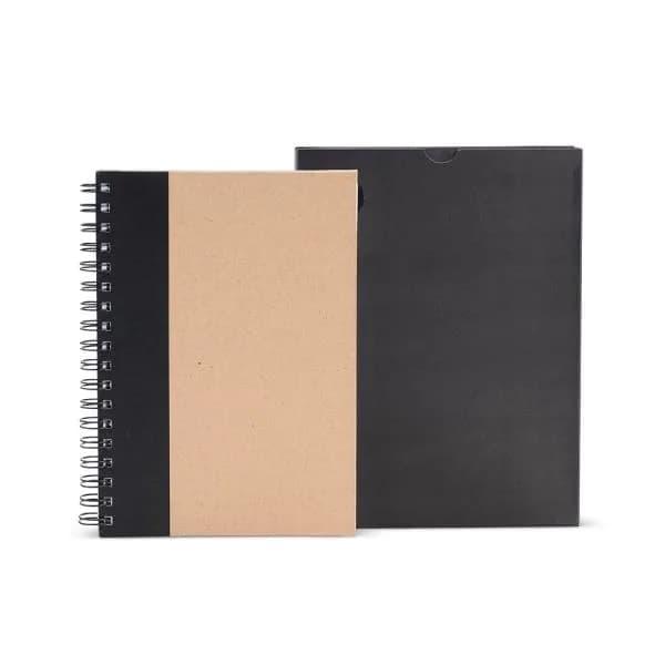 CADERNO PAUTADO COM WIRE-O - 23X18CM - BEGE/PRETO - imagem 1