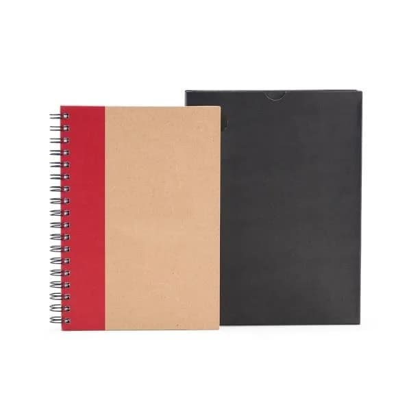 CADERNO PAUTADO COM WIRE-O - 23X18CM - BEGE/VERMELHO - imagem 1