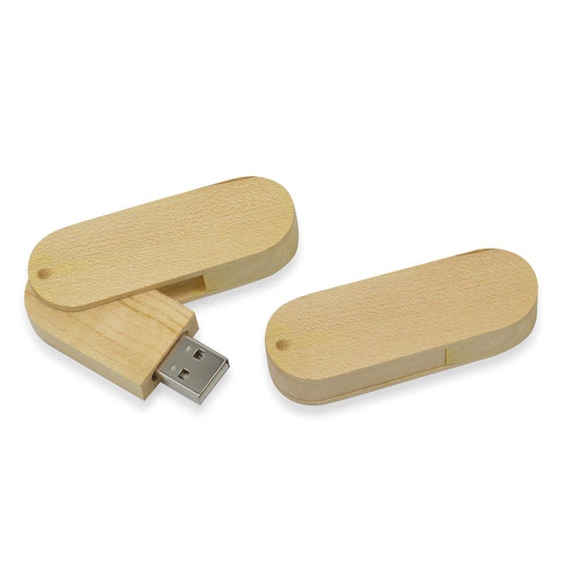 Pen Drive em Bambu Giratório Personalizado - imagem 1