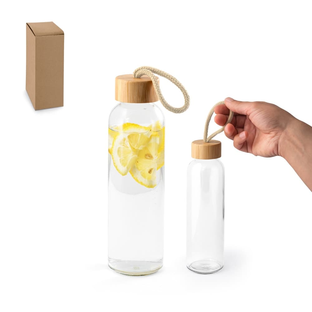 Squeeze para sublimacao em vidro com tampa em bambu (500 mL) - imagem 1