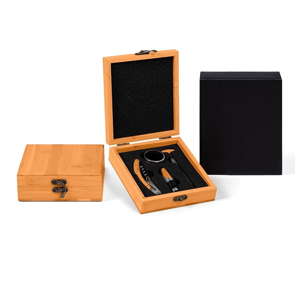 Conjunto Para Vinho Em Bambu - 5 Pcs - imagem 1