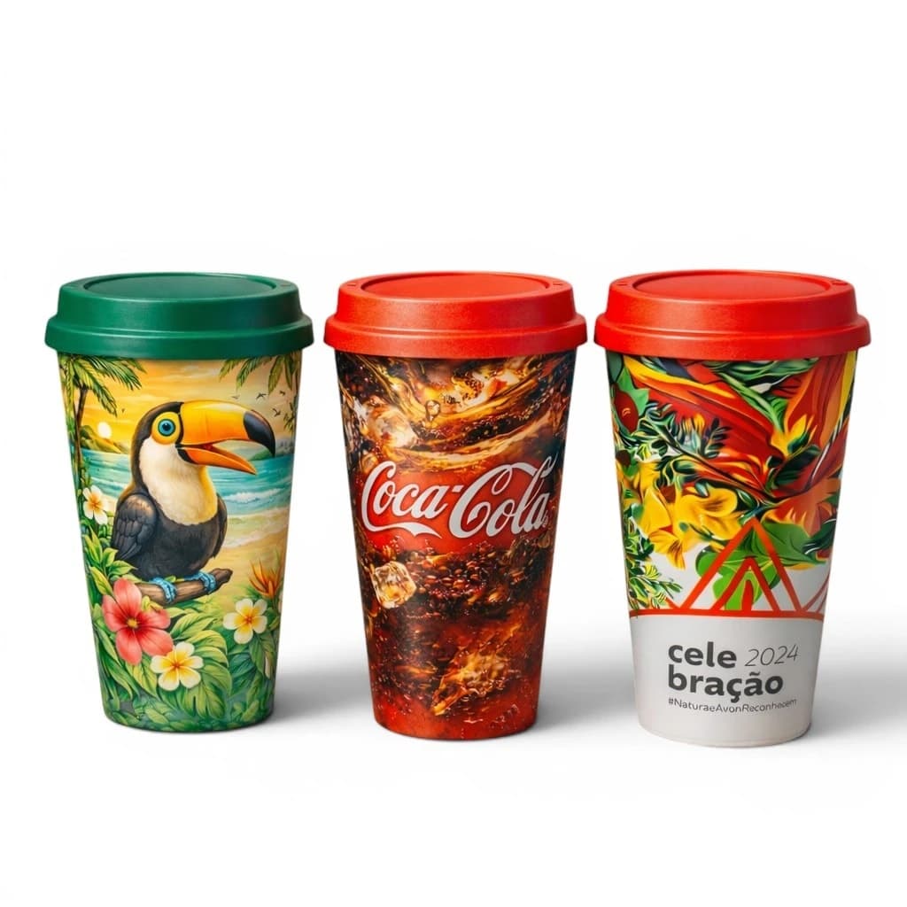 Copo com Tampa de Cafe In Mold Label 450ml - imagem 1