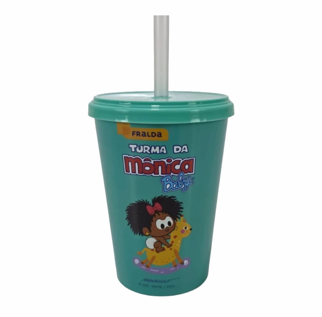 Copo com Tampa e Canudo In Mold Label 350ml - imagem 1