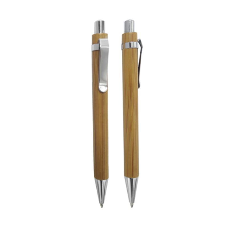 Caneta de Bambu com Detalhes em Metal Personalizada - imagem 1