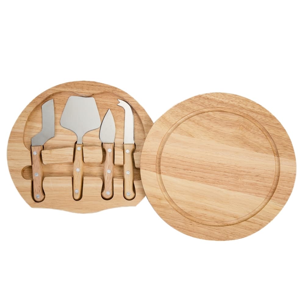 Kit Queijo 5 Peças em Madeira e Inox Personalizado - imagem 1