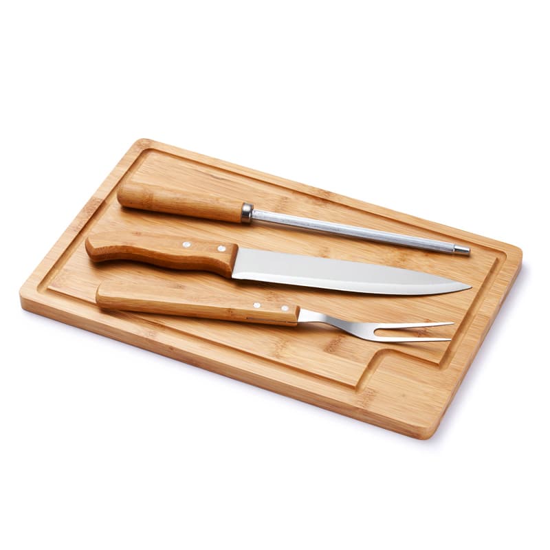 Kit Churrasco 4 Peças em Bambu Personalizado - imagem 1