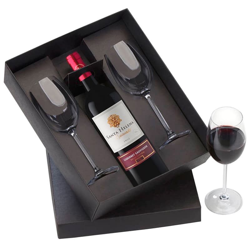 Kit Vinho com Garrafa e Duas Taças Personalizado - imagem 1