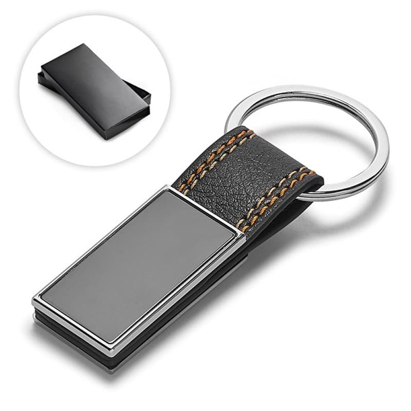Chaveiro de Couro Sintético com Metal 6,5cm Personalizado - imagem 1