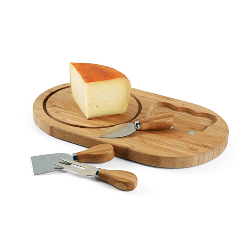 Kit Queijo com 4 Peças e Base de Madeira Personalizado - imagem 1