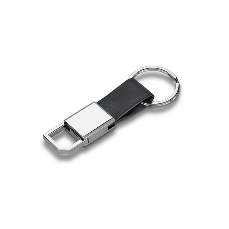 Chaveiro de Metal com Alça de Couro Sintético e Mosquetão Giratório Personalizado - imagem 1