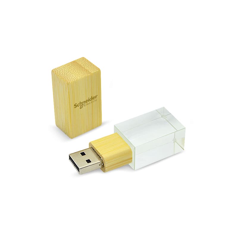 Pen Drive 4GB com Base em Acrílico e Tampa de Bambu Personalizado - imagem 1