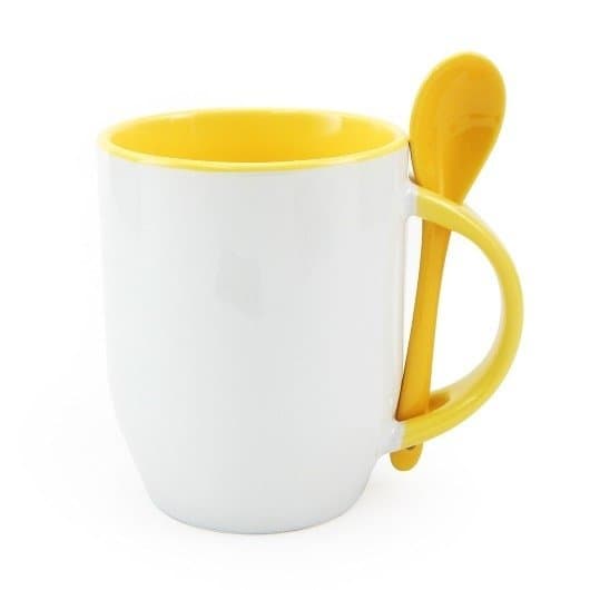 Caneca de Porcelana 325ml com Colher Personalizada - imagem 1