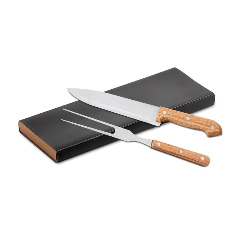 Kit Churrasco Faca e Garfo Bambu Personalizado - imagem 1