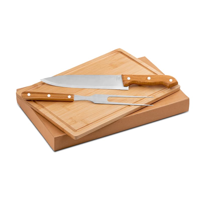 Kit Churrasco 3 Peças em Inox e Bambu Personalizado - imagem 1