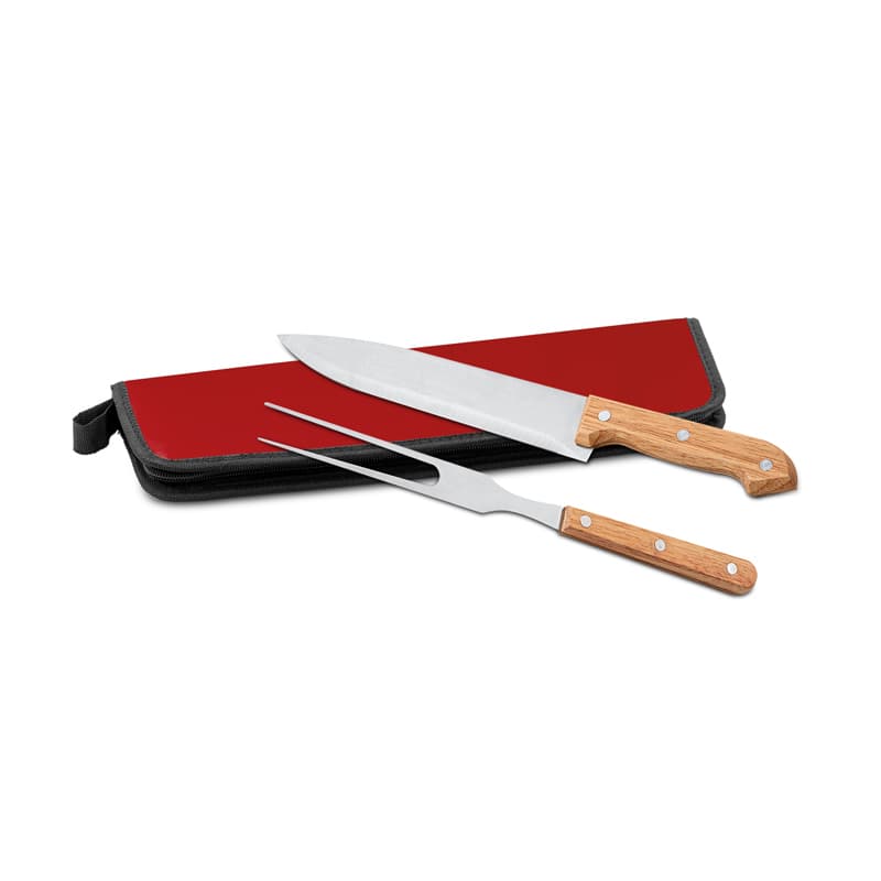 Kit Churrasco com Faca e Garfo de Bambu Personalizado - imagem 1