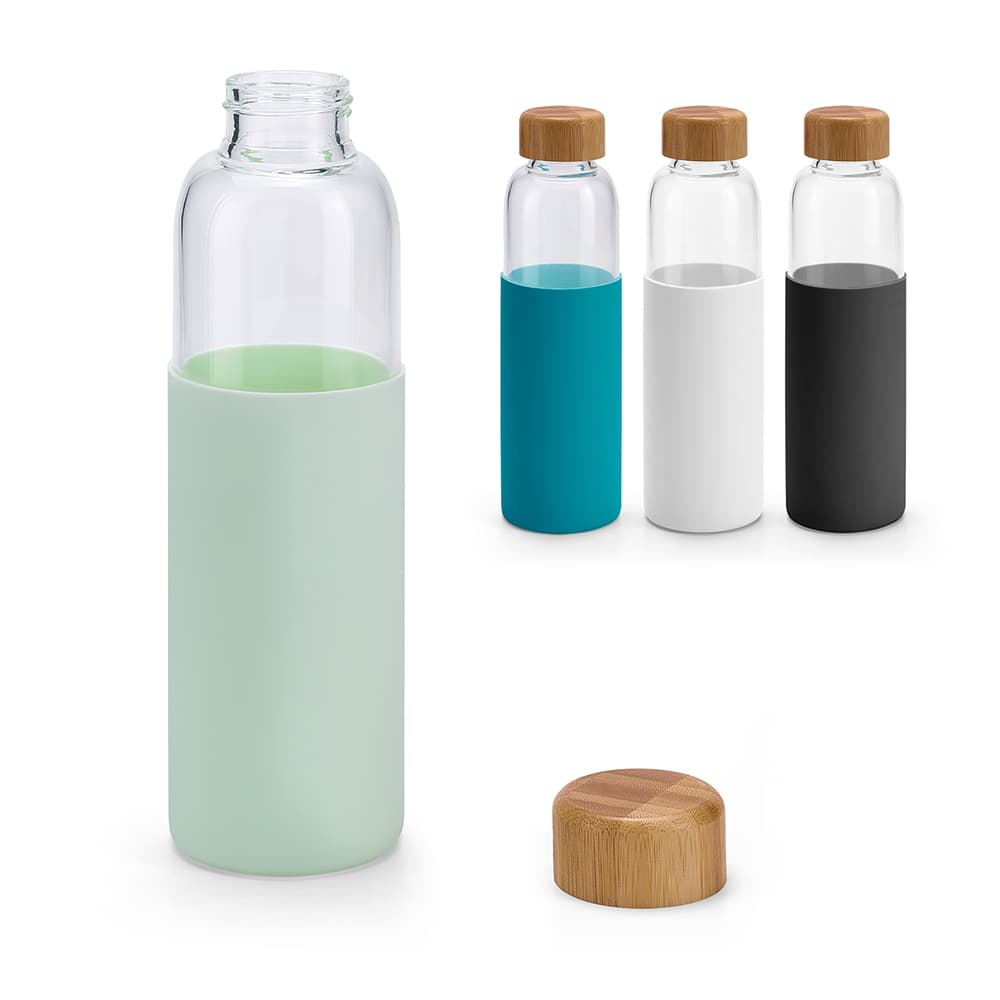 Garrafa de Vidro 600ml com Tampa de Bambu Personalizada - imagem 1
