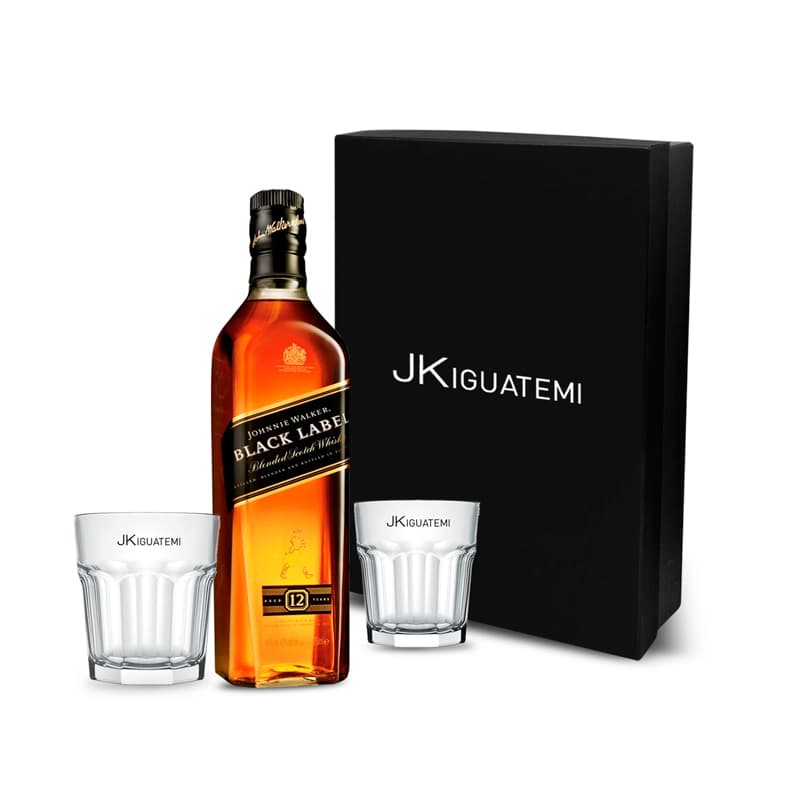 Kit Whisky Johnnie Walker Black Label 1L com Copos Personalizado - imagem 1