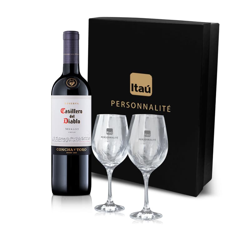 Kit Vinho com Taças Personalizado - imagem 1