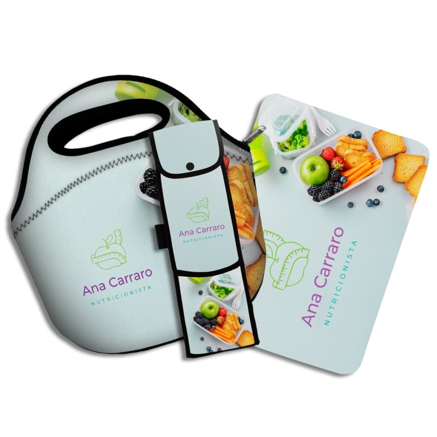 Kit Lancheira com Porta Talher e Jogo Americano Personalizado - imagem 1