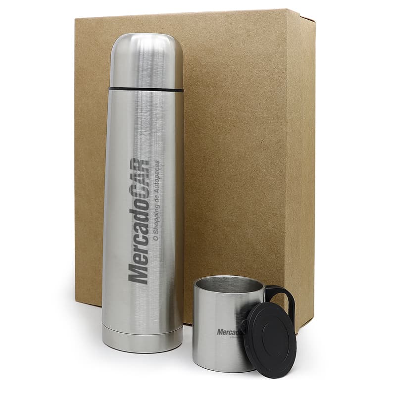 Kit Garrafa Térmica 1L e Caneca 180ml Personalizado - imagem 1