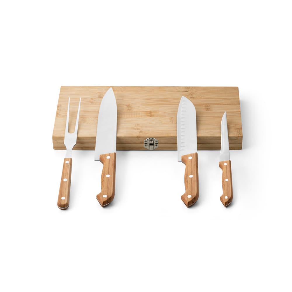 Kit Churrasco 4 Peças em Bambu Personalizado - imagem 1