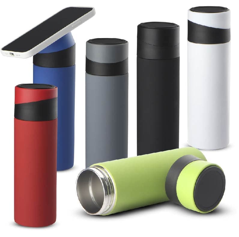 Garrafa Térmica Inox 400ml com Apoio para Celular Personalizada - imagem 1