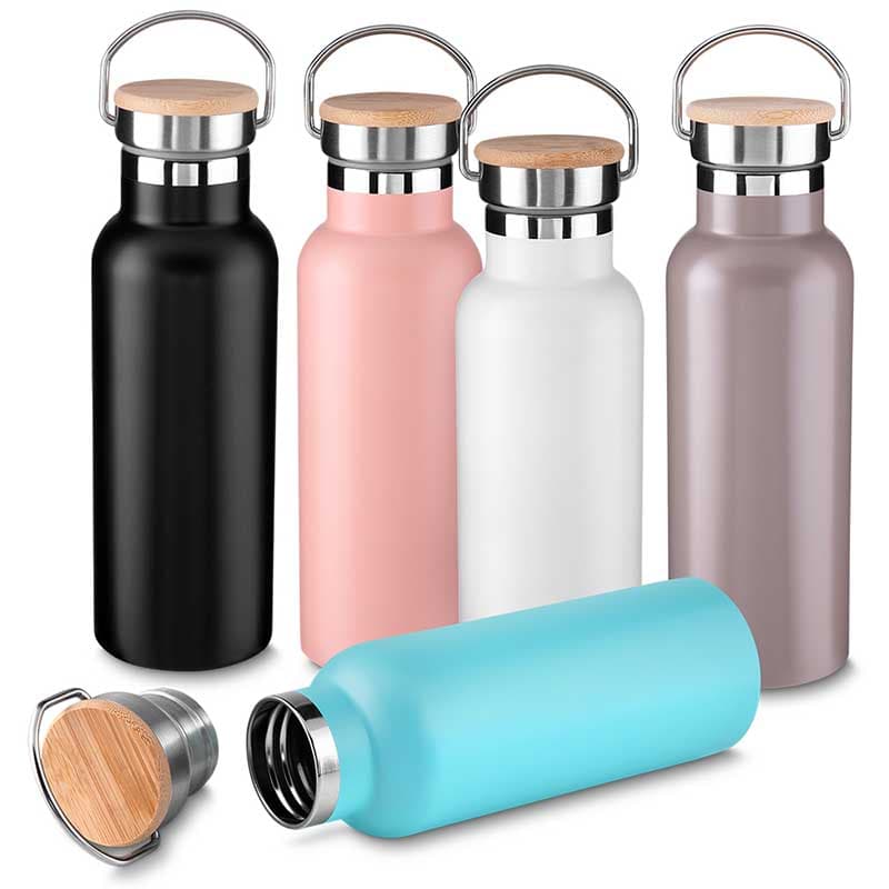 Garrafa Térmica Inox 570ml com Tampa de Bambu Personalizada - imagem 1