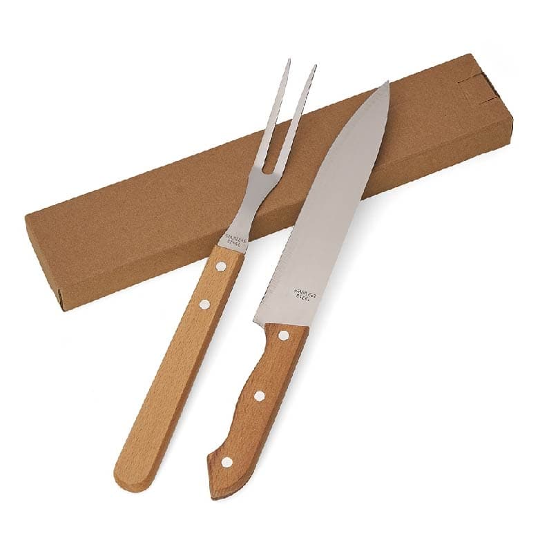 Kit Churrasco 2 Peças com Cabo de Madeira Personalizado - imagem 1