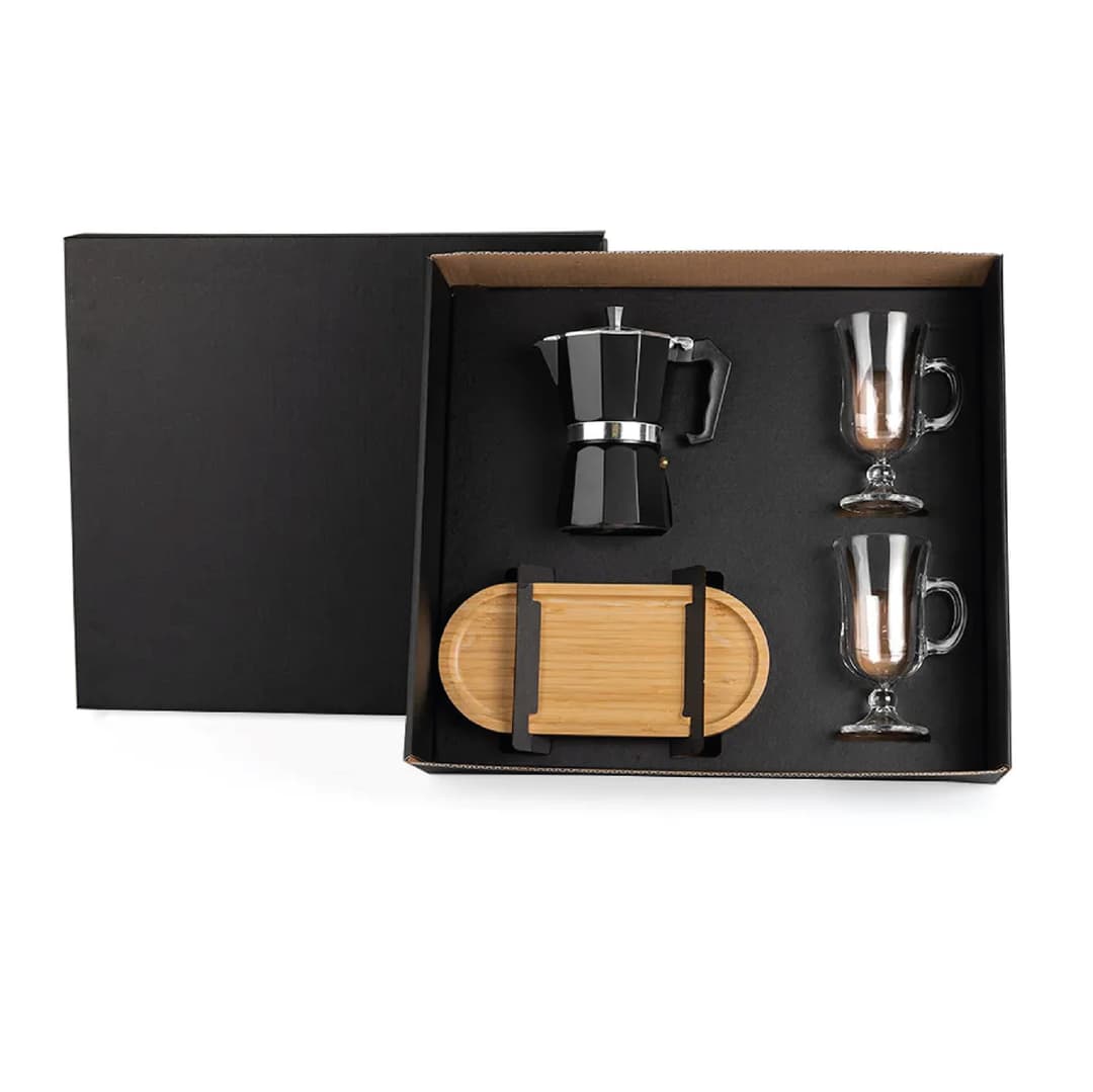 Kit Café 4 Peças com Cafeteira Italiana Personalizado - imagem 1
