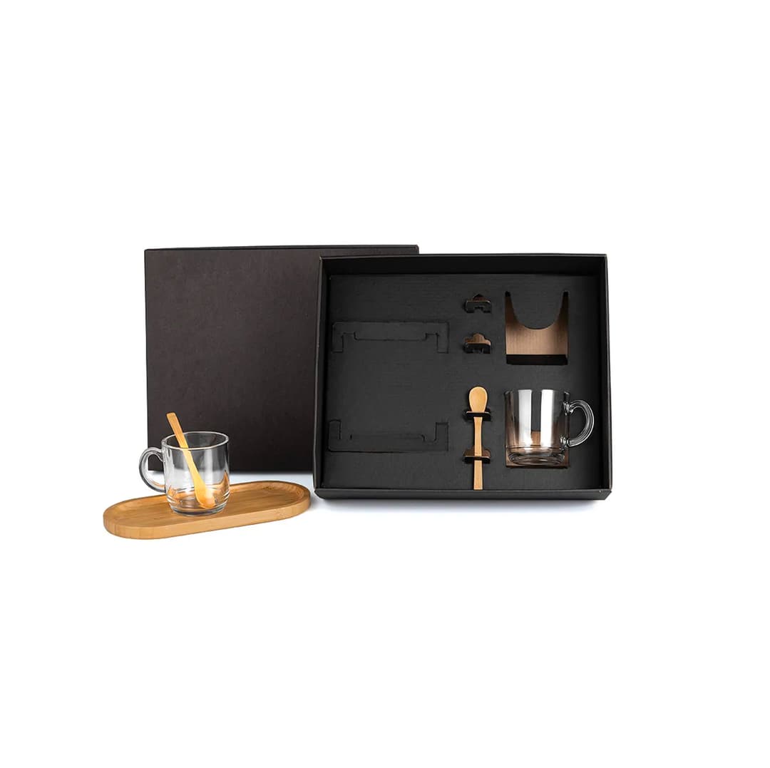 Kit Café 5 Peças com Bandeja de Bambu Personalizado - imagem 1