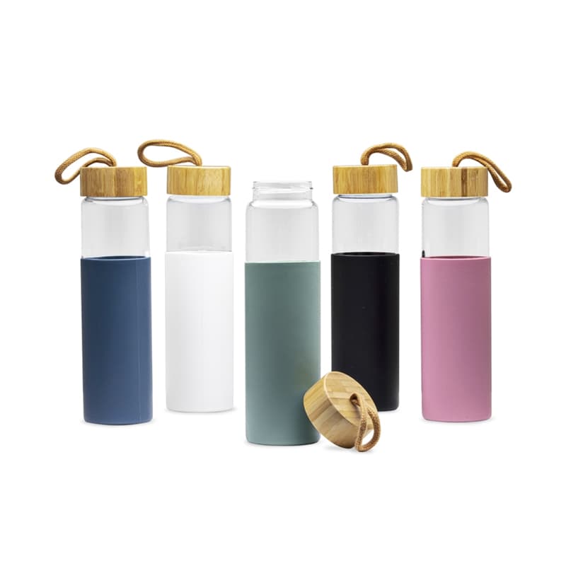 Garrafa de Vidro Borossilicato 750ml com Tampa de Bambu Personalizada - imagem 1