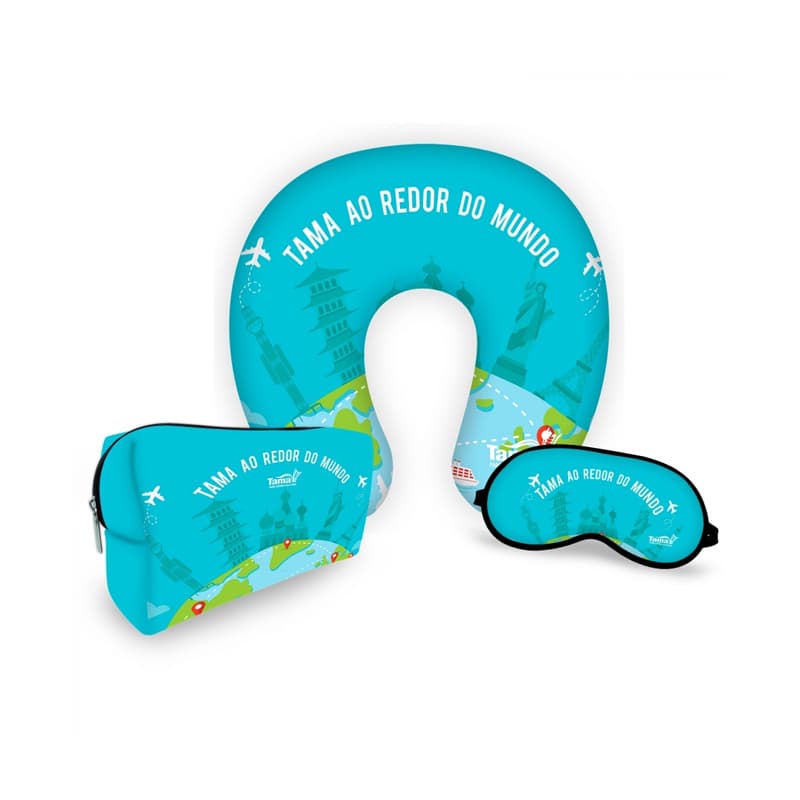 Kit Viagem com Almofada, Máscara e Nécessaire Personalizado - imagem 1