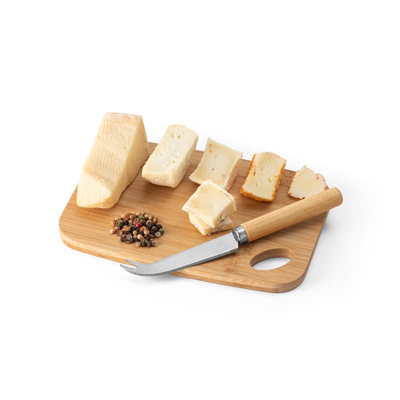 Kit Queijo com Tábua e Faca em Bambu Personalizado - imagem 1