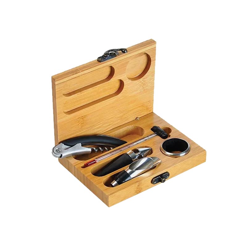 Kit Vinho 6 Peças em Estojo de Bambu Personalizado - imagem 1