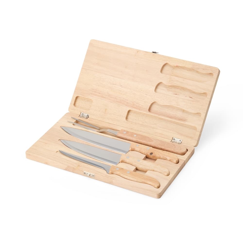 Kit Churrasco 4 Peças em Estojo de Madeira Personalizado - imagem 1