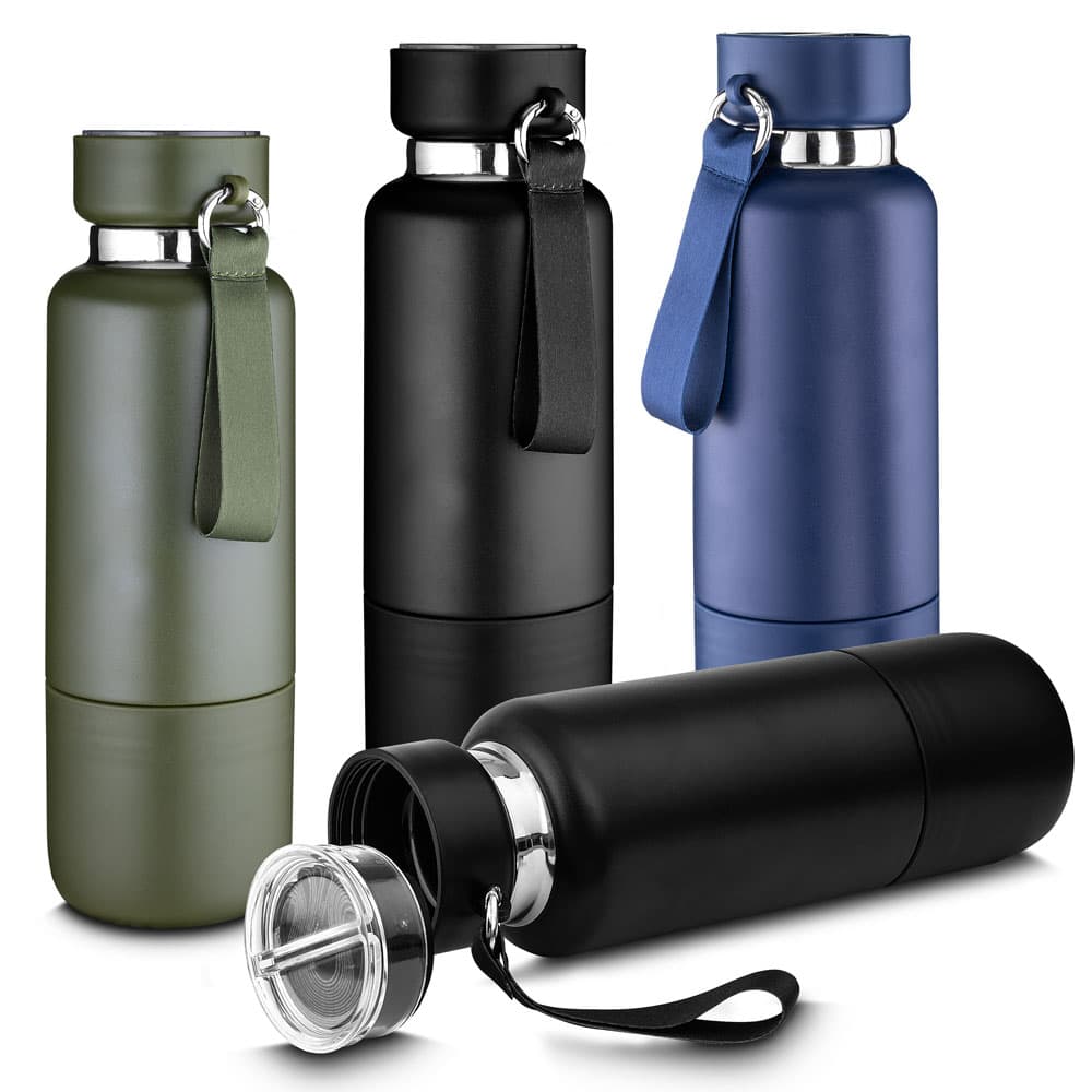 Garrafa Térmica Inox 500ml com Copo e Compartimento Personalizada - imagem 1