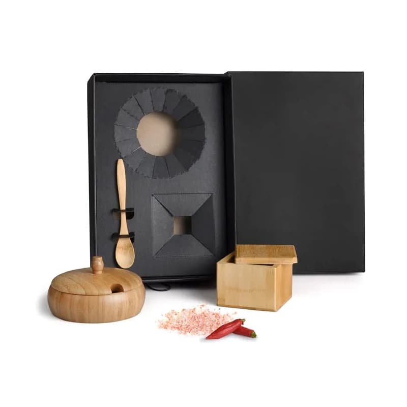 Kit Farinheira e Saleiro em Bambu Personalizado - imagem 1