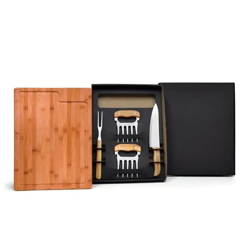 Kit para Churrasco 5 Peças em Bambu e Inox Personalizado - imagem 1