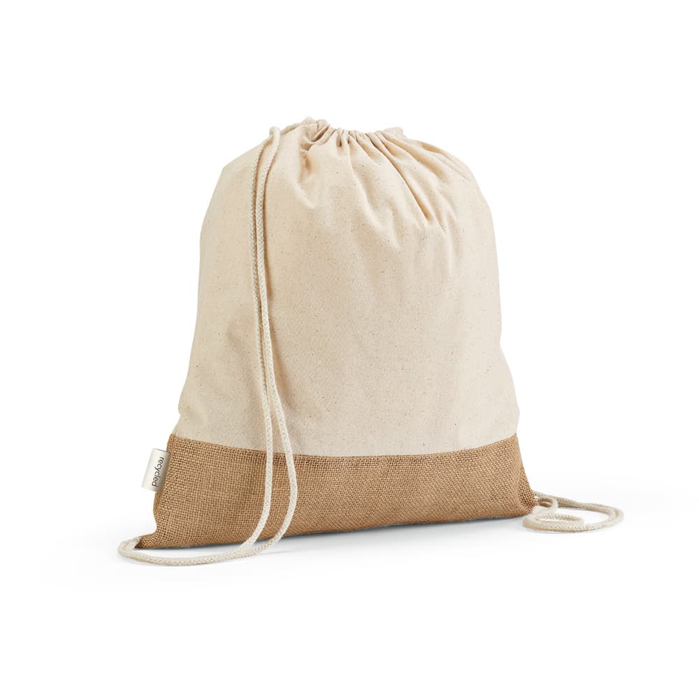 Sacola Mochila em Algodão Reciclado e Juta Personalizada - imagem 1